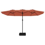 vidaXL Umbrelă de grădină cu două capete/LED, cărămiziu, 449x265 cm