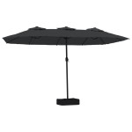 vidaXL Umbrelă de grădină cu două capete/LED-uri, negru, 449x265 cm