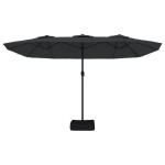 vidaXL Umbrelă de grădină cu două capete/LED-uri, negru, 449x265 cm
