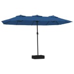 vidaXL Umbrelă de grădină cu două capete/LED-uri, azuriu, 449x265 cm