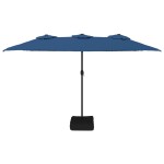 vidaXL Umbrelă de grădină cu două capete/LED-uri, azuriu, 449x265 cm