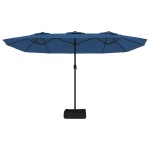 vidaXL Umbrelă de grădină cu două capete/LED-uri, azuriu, 449x265 cm