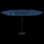 vidaXL Umbrelă de grădină cu două capete/LED-uri, azuriu, 449x265 cm