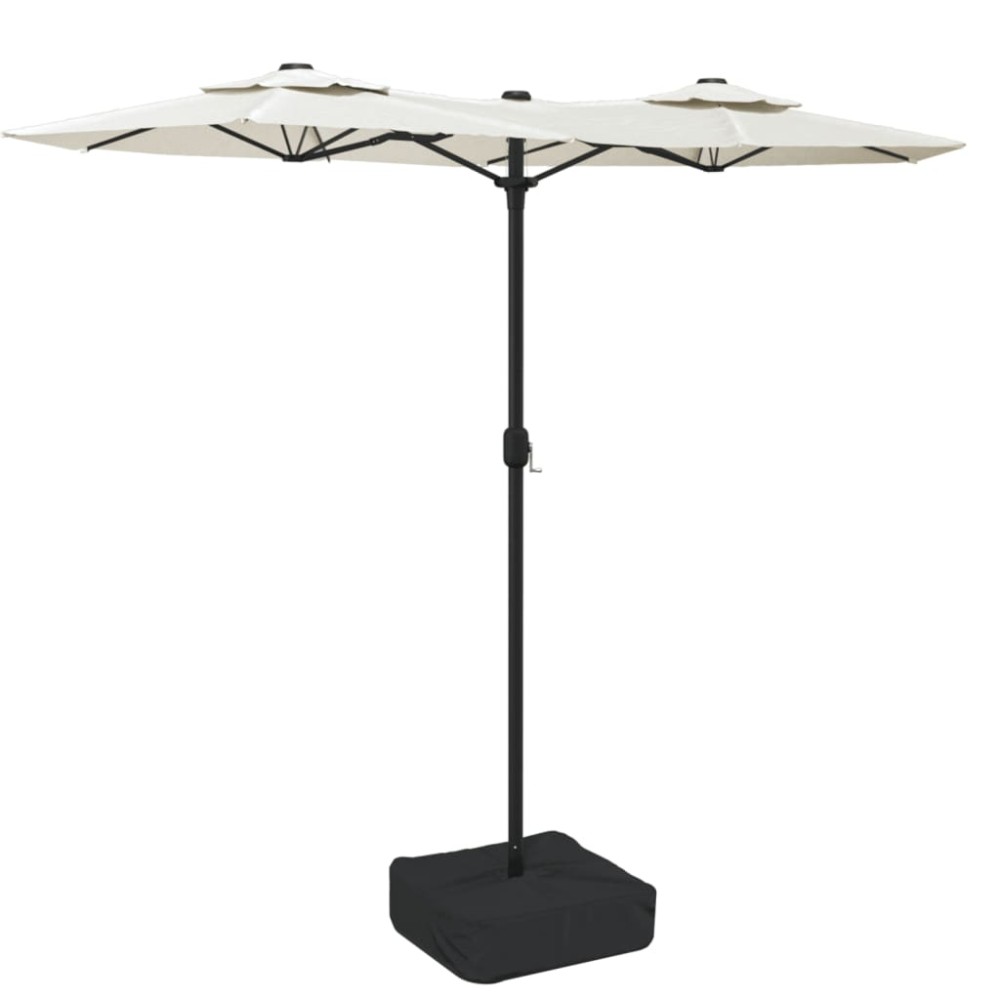 vidaXL Umbrelă de grădină cu două capete, alb nisipiu, 316x145 cm