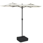 vidaXL Umbrelă de grădină cu două capete, alb nisipiu, 316x145 cm