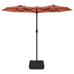 vidaXL Umbrelă de grădină cu două capete, cărămiziu, 316x145 cm