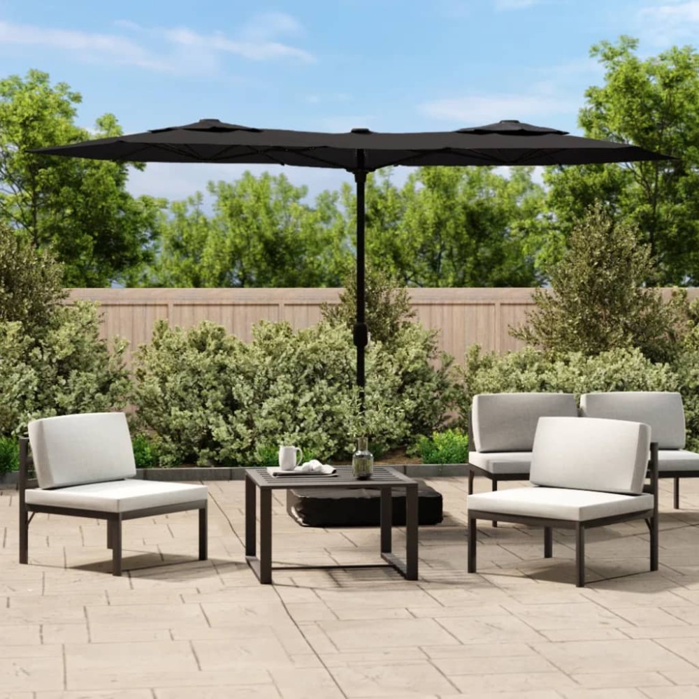 vidaXL Umbrelă de grădină cu două capete, negru, 316x145 cm