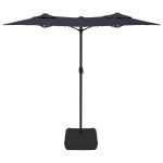 vidaXL Umbrelă de grădină cu două capete, negru, 316x145 cm