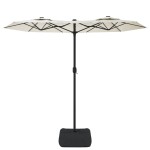 vidaXL Umbrelă de grădină cu două capete/LED, alb nisipiu, 316x145 cm vidaXL Umbrelă de grădină cu două capete/LED, alb nisipiu, 316x145 cm