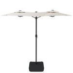 vidaXL Umbrelă de grădină cu două capete/LED, alb nisipiu, 316x145 cm vidaXL Umbrelă de grădină cu două capete/LED, alb nisipiu, 316x145 cm