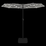 vidaXL Umbrelă de grădină cu două capete/LED, alb nisipiu, 316x145 cm vidaXL Umbrelă de grădină cu două capete/LED, alb nisipiu, 316x145 cm