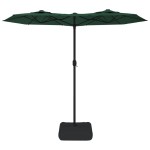 vidaXL Umbrelă de grădină cu două capete cu LED-uri, verde, 316x145 cm
