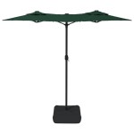 vidaXL Umbrelă de grădină cu două capete cu LED-uri, verde, 316x145 cm