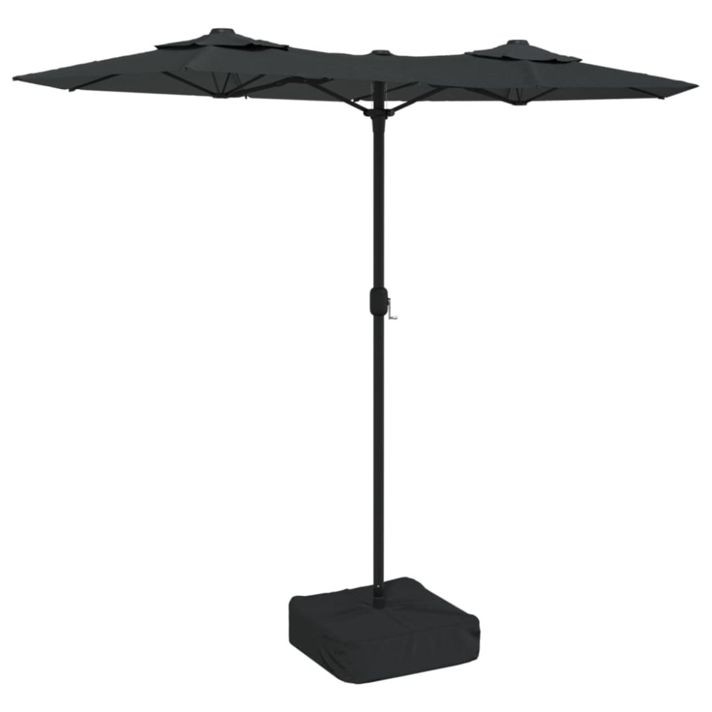 vidaXL Umbrelă de grădină cu două capete/LED-uri, antracit, 316x145 cm