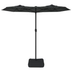 vidaXL Umbrelă de grădină cu două capete/LED-uri, antracit, 316x145 cm