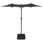 vidaXL Umbrelă de grădină cu două capete/LED-uri, antracit, 316x145 cm