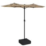 vidaXL Umbrelă de grădină cu două capete cu LED-uri, taupe, 316x145 cm
