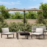 vidaXL Umbrelă de grădină cu două capete cu LED-uri, taupe, 316x145 cm