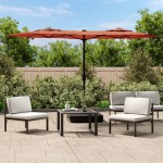 vidaXL Umbrelă de grădină cu două capete/LED-uri, cărămiziu 316x145 cm vidaXL Umbrelă de grădină cu două capete/LED-uri, cărămiziu 316x145 cm