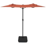 vidaXL Umbrelă de grădină cu două capete/LED-uri, cărămiziu 316x145 cm vidaXL Umbrelă de grădină cu două capete/LED-uri, cărămiziu 316x145 cm