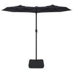 vidaXL Umbrelă de grădină cu două capete cu LED-uri, negru, 316x145 cm