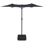 vidaXL Umbrelă de grădină cu două capete cu LED-uri, negru, 316x145 cm