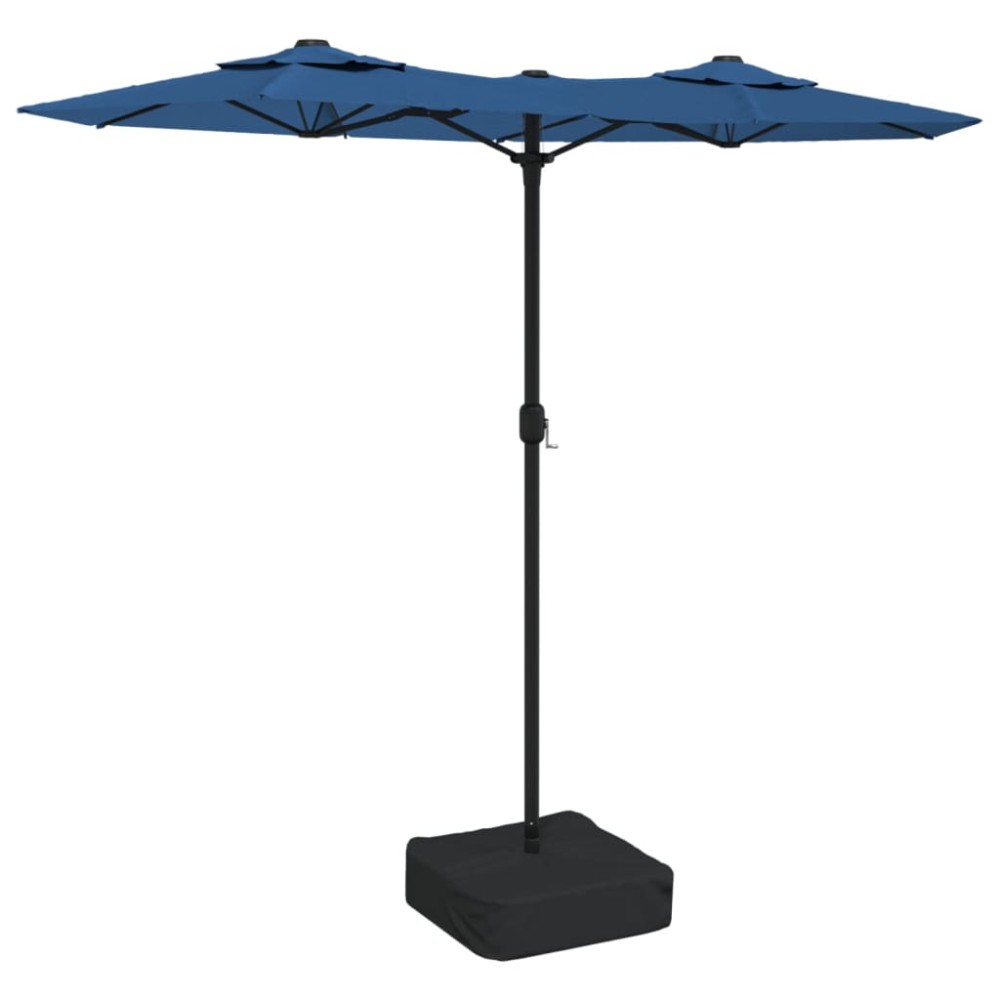 vidaXL Umbrelă de grădină cu două capete/LED-uri, azuriu, 316x145 cm