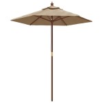 vidaXL Umbrelă de soare de grădină stâlp din lemn gri taupe 196x231 cm