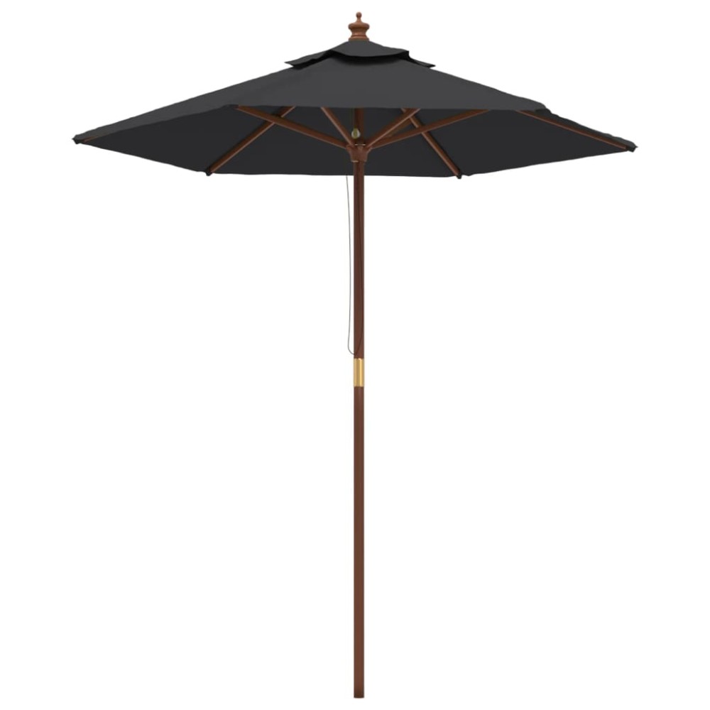 vidaXL Umbrelă de soare de grădină stâlp din lemn, negru, 196x231 cm