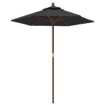 vidaXL Umbrelă de soare de grădină stâlp din lemn, negru, 196x231 cm