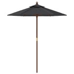 vidaXL Umbrelă de soare de grădină stâlp din lemn, negru, 196x231 cm