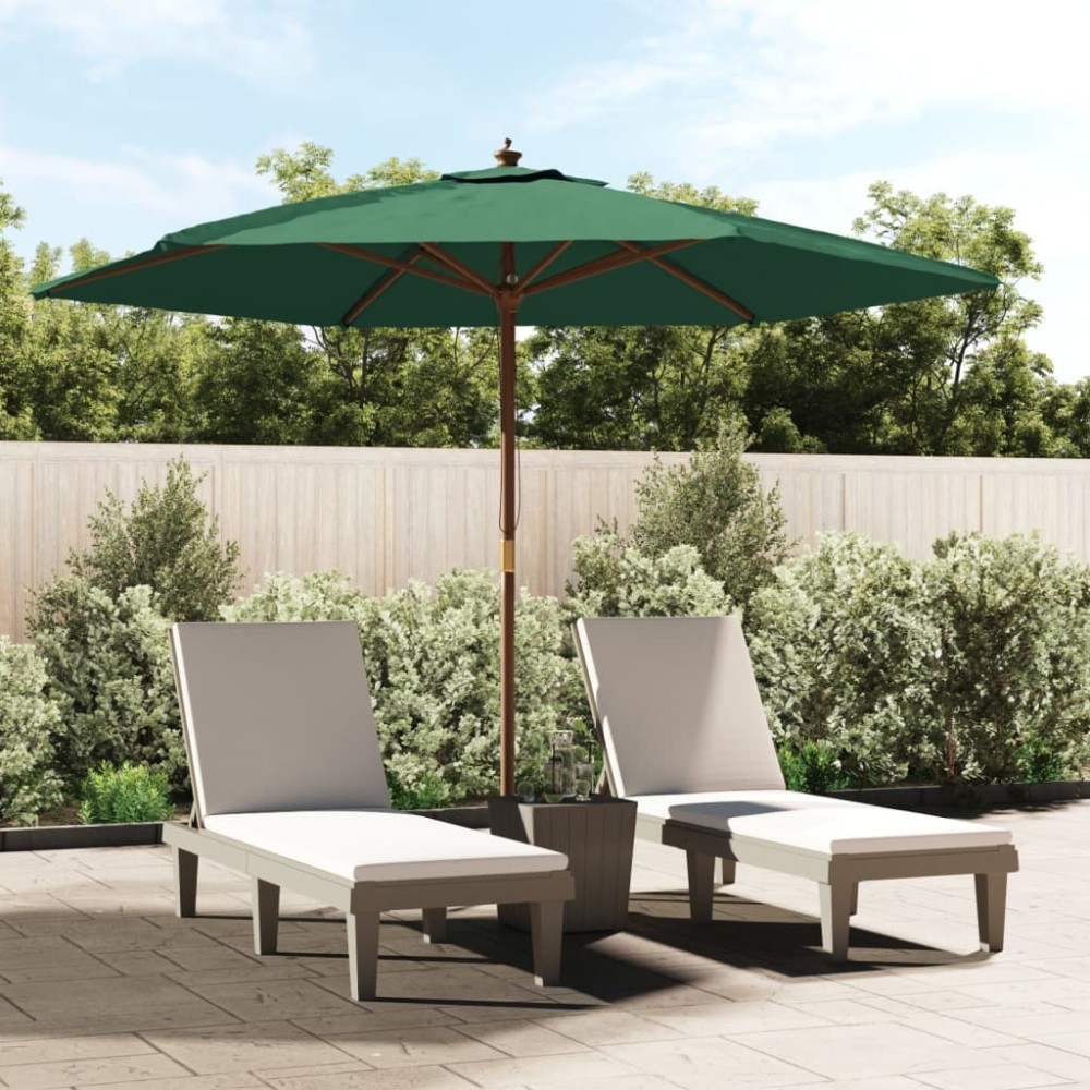 vidaXL Umbrelă de soare de grădină stâlp din lemn, verde, 299 x 240 cm