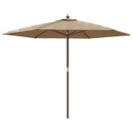 vidaXL Umbrelă de soare de grădină stâlp de lemn, gri taupe, 299x240cm