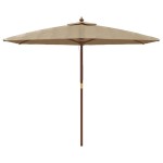 vidaXL Umbrelă de soare de grădină stâlp de lemn, gri taupe, 299x240cm