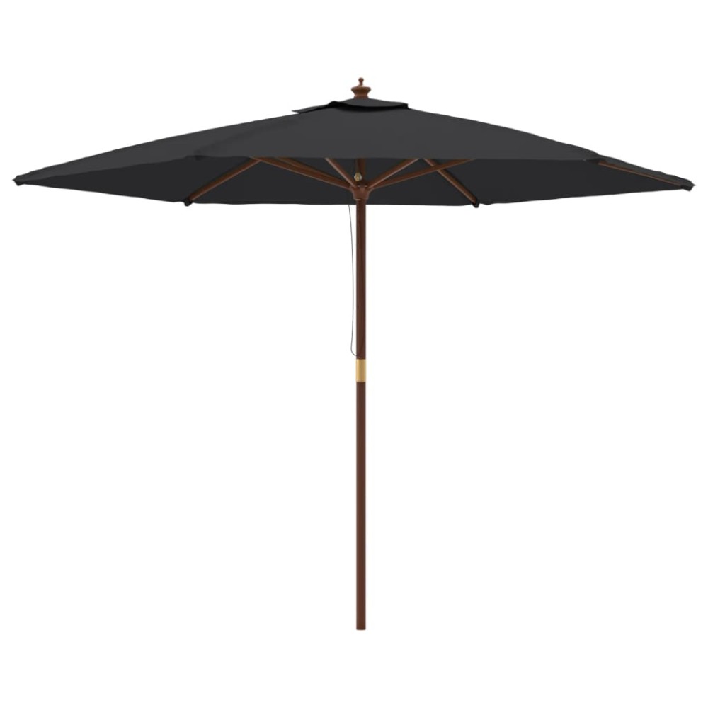 vidaXL Umbrelă de soare de grădină stâlp din lemn, negru, 299x240 cm