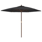 vidaXL Umbrelă de soare de grădină stâlp din lemn, negru, 299x240 cm vidaXL Umbrelă de soare de grădină stâlp din lemn, negru, 299x240 cm