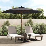 vidaXL Umbrelă de soare de grădină stâlp din lemn, negru, 299x240 cm vidaXL Umbrelă de soare de grădină stâlp din lemn, negru, 299x240 cm