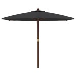 vidaXL Umbrelă de soare de grădină stâlp din lemn, negru, 299x240 cm vidaXL Umbrelă de soare de grădină stâlp din lemn, negru, 299x240 cm