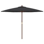 vidaXL Umbrelă de soare de grădină stâlp din lemn, negru, 299x240 cm vidaXL Umbrelă de soare de grădină stâlp din lemn, negru, 299x240 cm