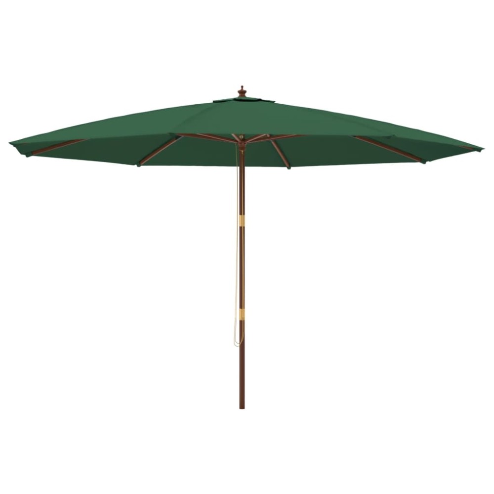 vidaXL Umbrelă de soare de grădină, stâlp din lemn, verde, 400x273 cm