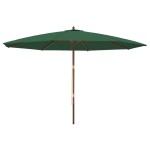 vidaXL Umbrelă de soare de grădină, stâlp din lemn, verde, 400x273 cm vidaXL Umbrelă de soare de grădină, stâlp din lemn, verde, 400x273 cm