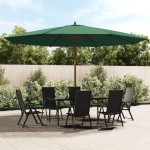 vidaXL Umbrelă de soare de grădină, stâlp din lemn, verde, 400x273 cm vidaXL Umbrelă de soare de grădină, stâlp din lemn, verde, 400x273 cm