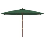 vidaXL Umbrelă de soare de grădină, stâlp din lemn, verde, 400x273 cm vidaXL Umbrelă de soare de grădină, stâlp din lemn, verde, 400x273 cm