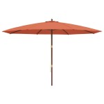 vidaXL Umbrelă de soare de grădină stâlp din lemn cărămiziu 400x273 cm