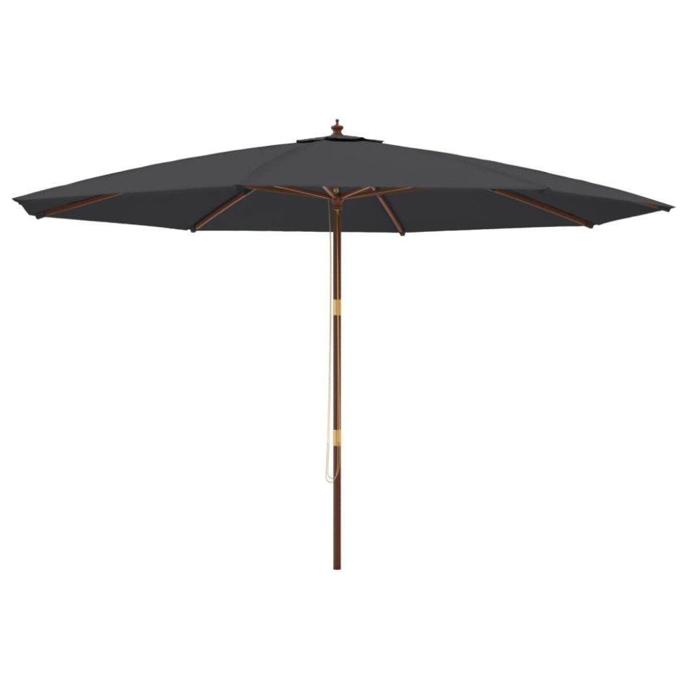 vidaXL Umbrelă de soare de grădină stâlp din lemn, negru, 400x273 cm