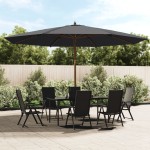 vidaXL Umbrelă de soare de grădină stâlp din lemn, negru, 400x273 cm vidaXL Umbrelă de soare de grădină stâlp din lemn, negru, 400x273 cm