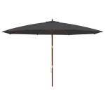 vidaXL Umbrelă de soare de grădină stâlp din lemn, negru, 400x273 cm vidaXL Umbrelă de soare de grădină stâlp din lemn, negru, 400x273 cm