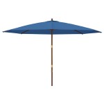 vidaXL Umbrelă de soare de grădină stâlp din lemn, albastru 400x273 cm
