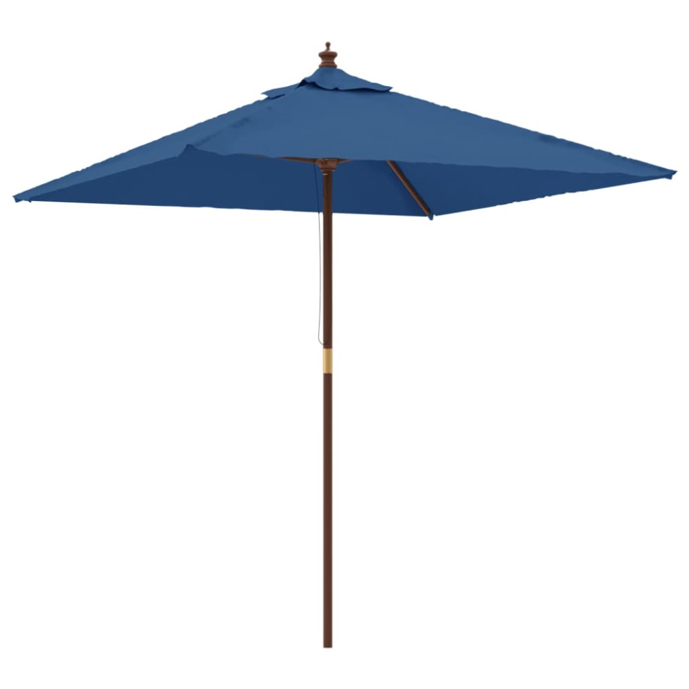 vidaXL Umbrelă de grădină stâlp din lemn, albastru azur 198x198x231 cm