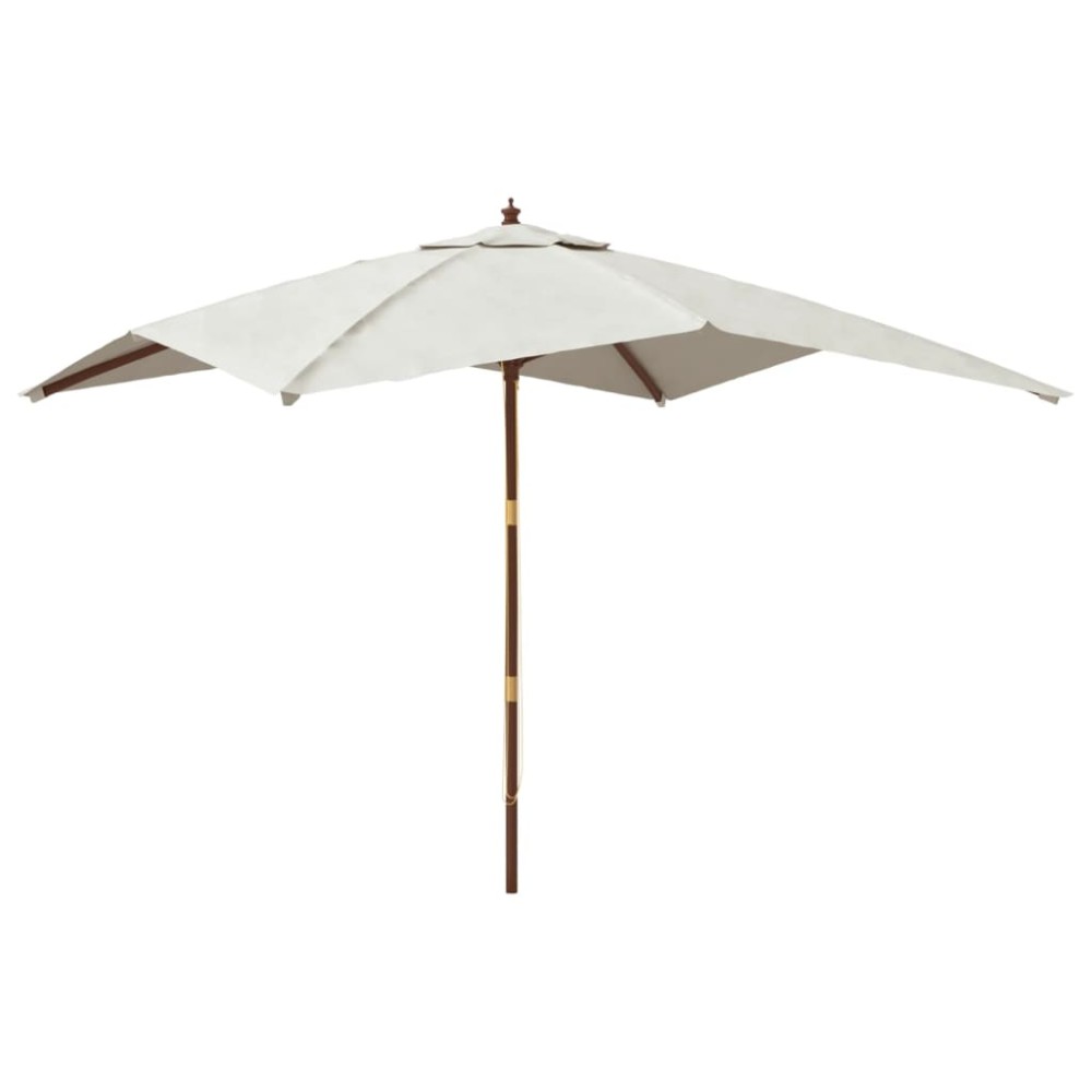 vidaXL Umbrelă de grădină stâlp din lemn, nisipiu, 300x300x273 cm